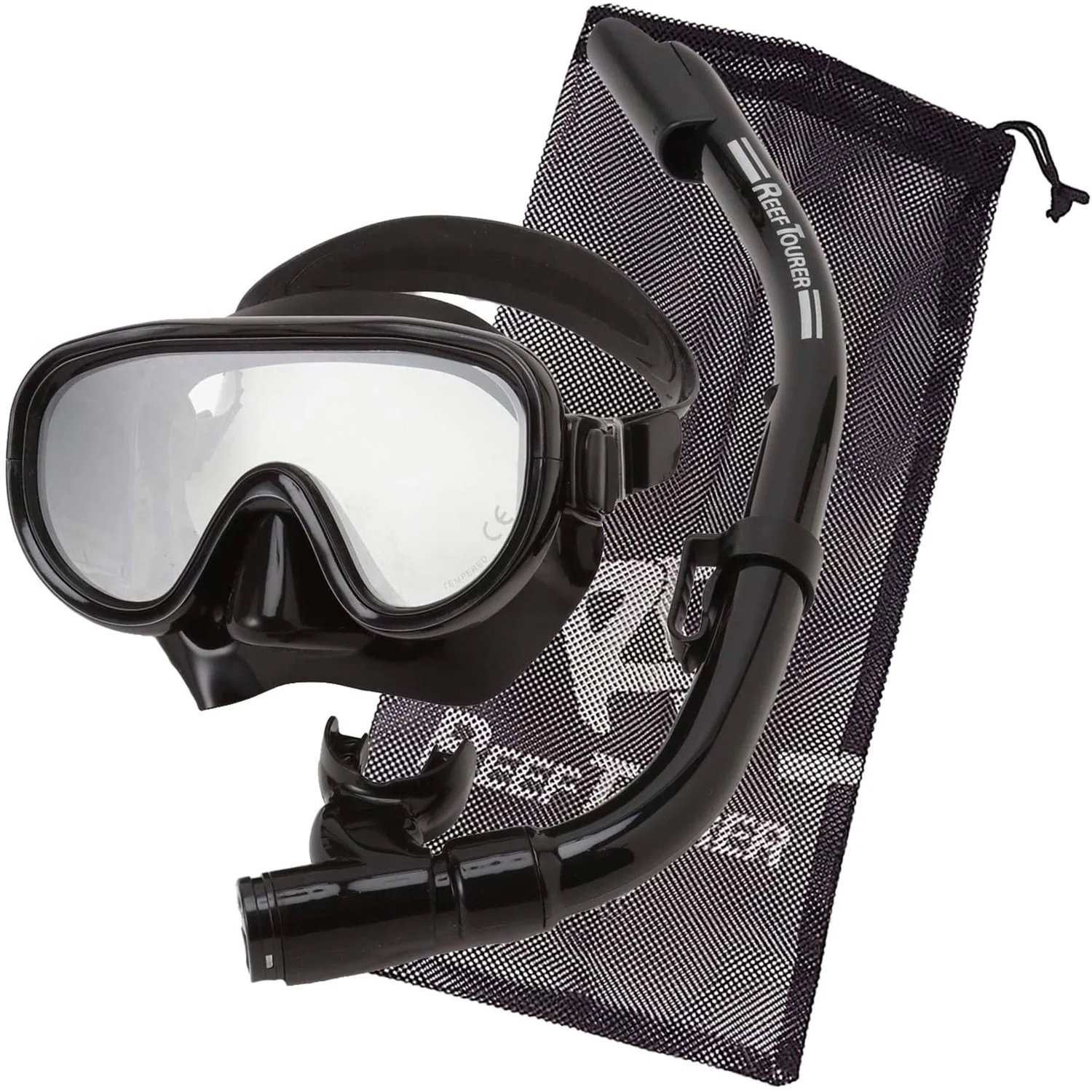 Reef-Tourer-Adult-Single-Window-Mask-Snorkel-Combo-Set-Black