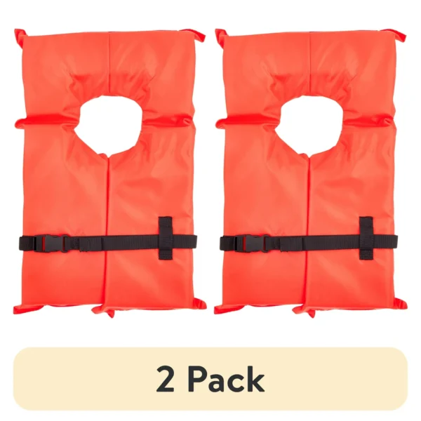 X2O U.S. Coast Guard Approved Type II Adult Life Jacket, Orange, Unisex (2 pack)